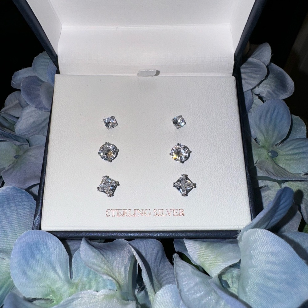 Lumineux Designs Triple pair of diamond earrings in a Jewelry Box
